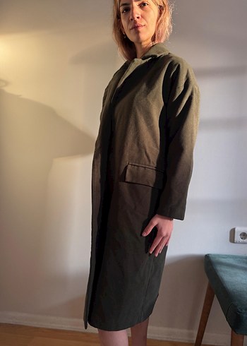 Haki Yeşili Uzun Süet Kaban - Görsel 8