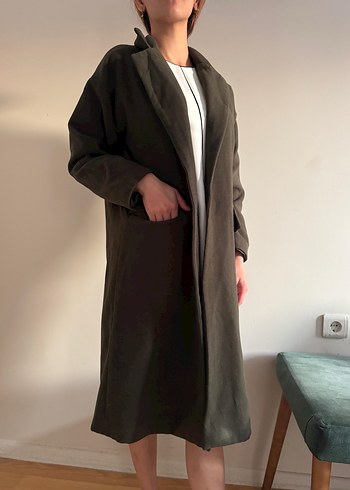 Haki Yeşili Uzun Süet Kaban - Görsel 3