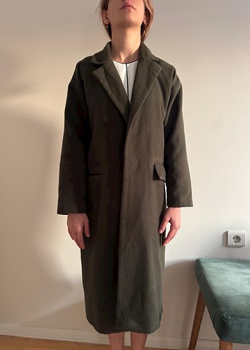 Haki Yeşili Uzun Süet Kaban - Görsel 7