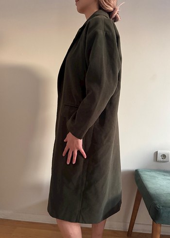 Haki Yeşili Uzun Süet Kaban - Görsel 6