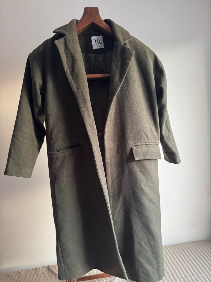 Haki Yeşili Uzun Süet Kaban - Görsel 4