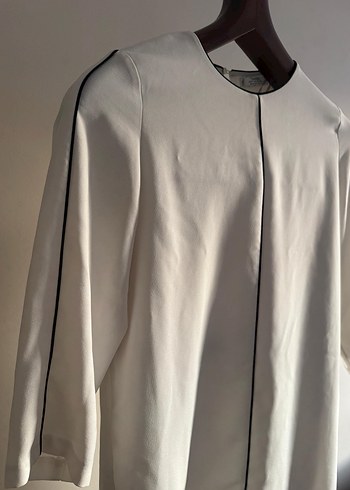 Beyaz Minimalist Midi Elbise - Görsel 14