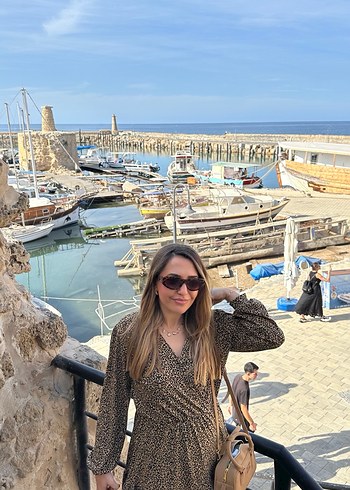 Dökümlü Leopar Desenli Elbise - Görsel 6