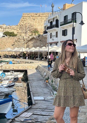 Dökümlü Leopar Desenli Elbise - Görsel 3