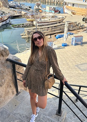 Dökümlü Leopar Desenli Elbise - Görsel 5