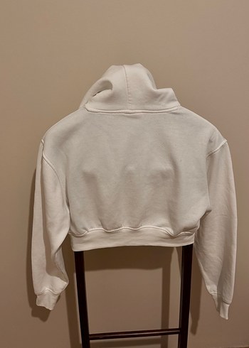 Beyaz Kapüşonlu Kadın Sweatshirt - Görsel 5