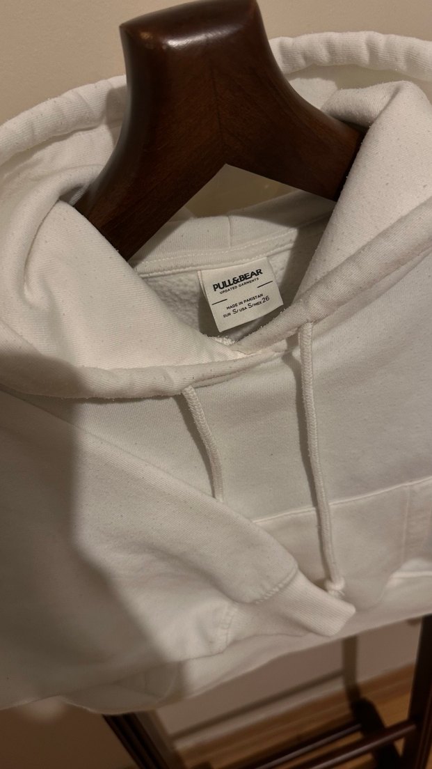 Beyaz Kapüşonlu Kadın Sweatshirt - Görsel 2