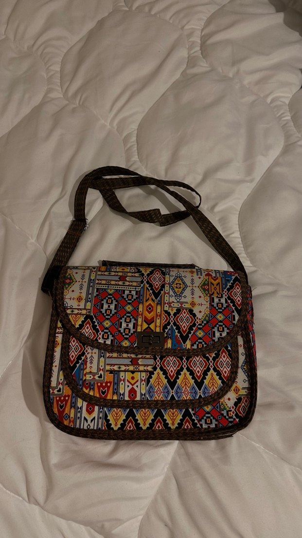 Azerbaycandan  Bohem Çok Renkli Baskılı Kadın Çanta - Görsel 4