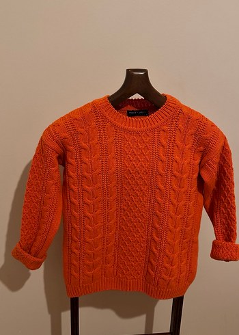 Kadın Turuncu Örgü Bisiklet Yaka Kazak - Görsel 2