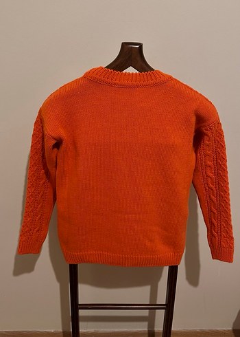 Kadın Turuncu Örgü Bisiklet Yaka Kazak - Görsel 4