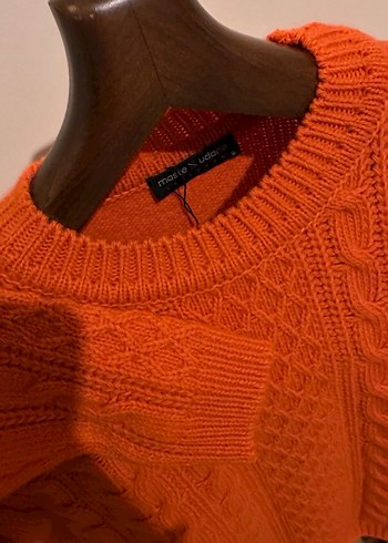 Kadın Turuncu Örgü Bisiklet Yaka Kazak - Görsel 3