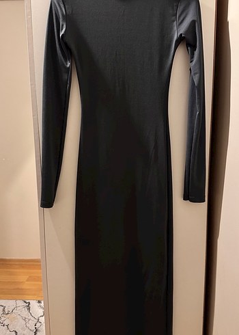 Siyah Uzun Kollu Uzun Elbise - Görsel 6