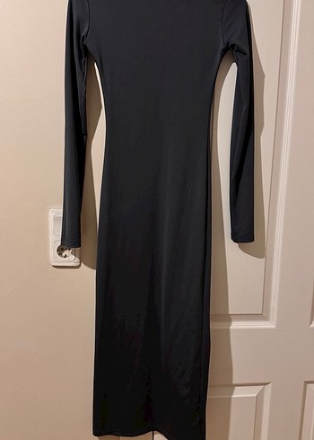 Siyah Uzun Kollu Uzun Elbise - Görsel 4