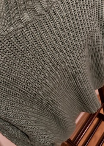 Yeşil Yüksek Yakalı Örgü Kadın Kazak - Görsel 6