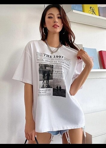 Beyaz The 1997 Yazılı Baskılı T-shirt