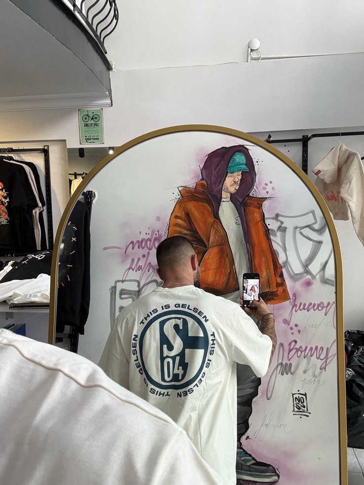 Baskılı Beyaz Oversize Erkek Tişört - Görsel 2