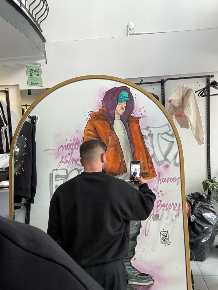 Siyah Baskılı Oversize Erkek Sweatshirt - Görsel 2