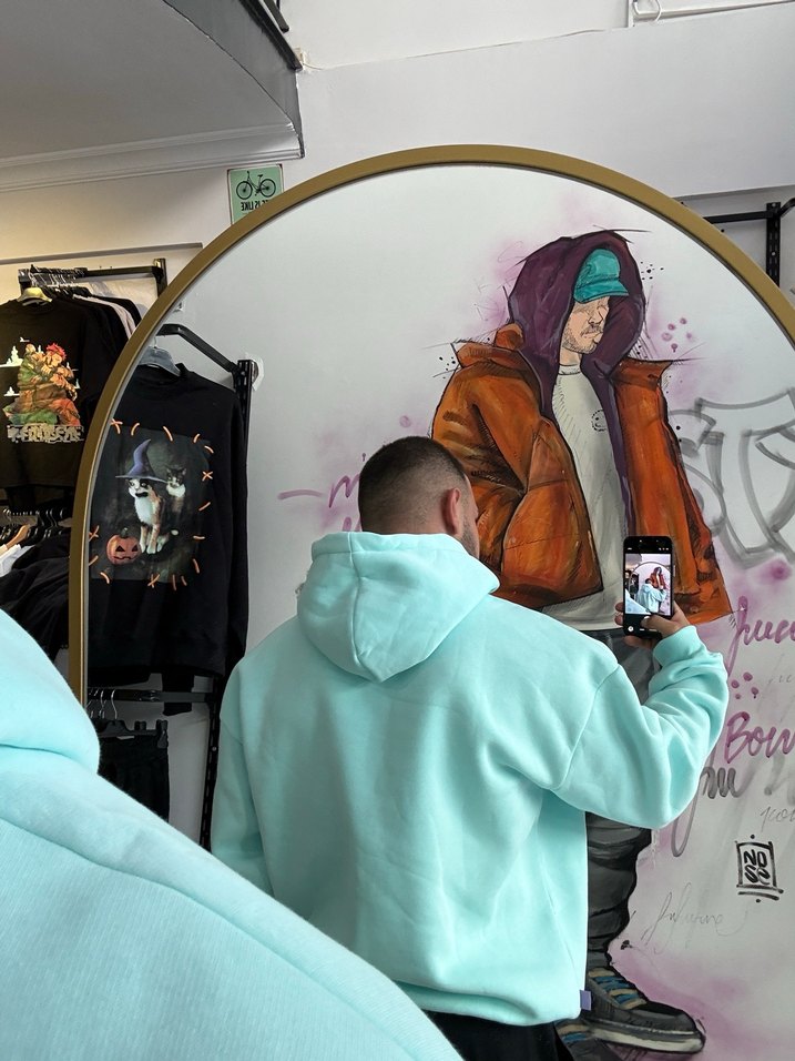 Turkuaz Kapüşonlu Unisex oversize Sweatshirt - Görsel 2