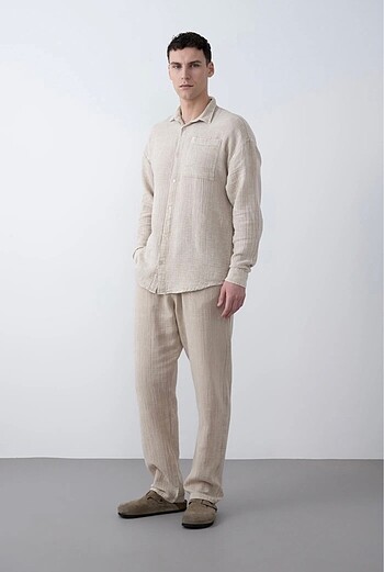 Muslin kumaş pantolon - Görsel 2