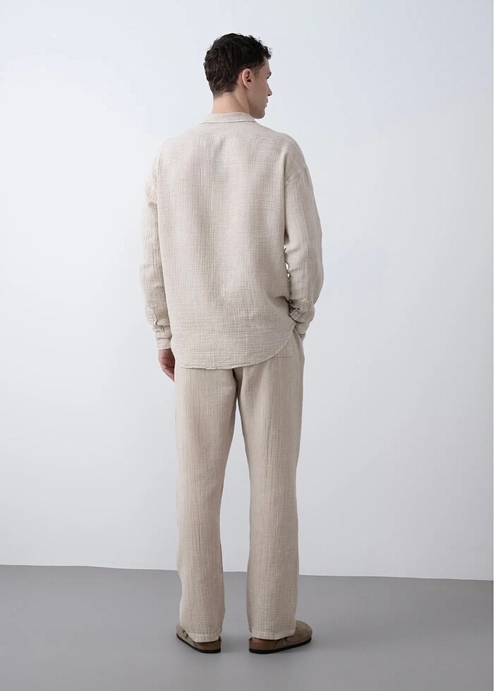Muslin kumaş pantolon - Görsel 3