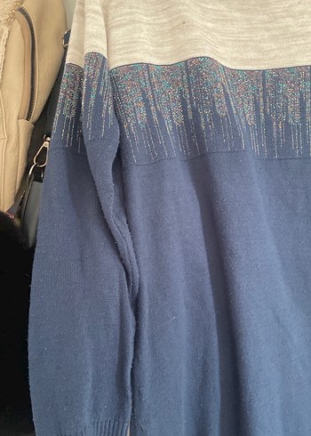 Mavi Gri Uzun Kollu Triko Elbise - Görsel 4