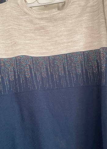 Mavi Gri Uzun Kollu Triko Elbise - Görsel 2