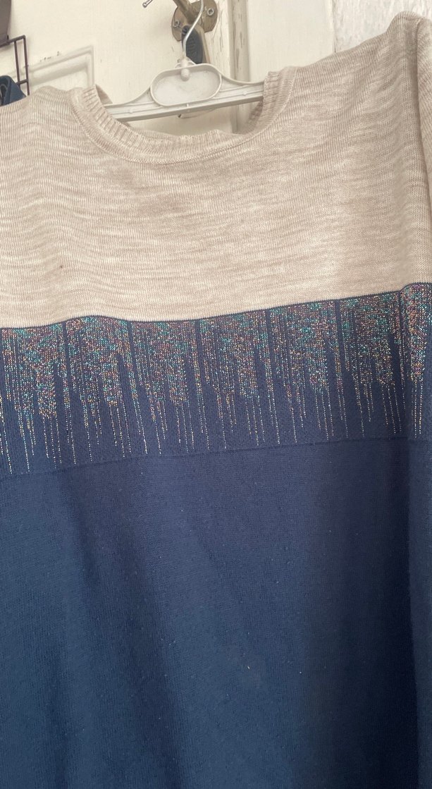 Mavi Gri Uzun Kollu Triko Elbise - Görsel 2