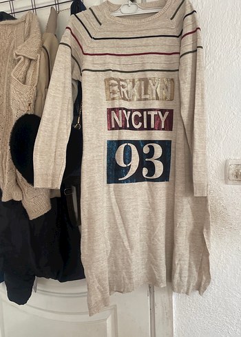 Gri Baskılı Triko Hamile Elbisesi - Görsel 4