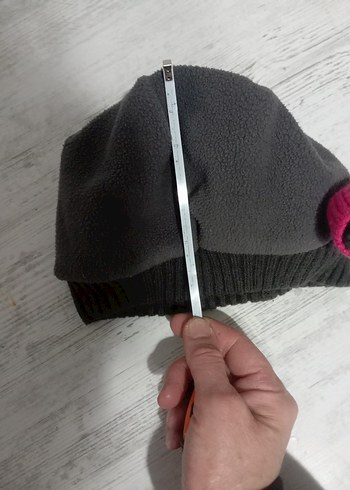 Kadın Gri Polar Bere Velcro Detaylıcocuk sapkasi - Görsel 5