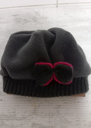 Kadın Gri Polar Bere Velcro Detaylıcocuk sapkasi - Görsel 2