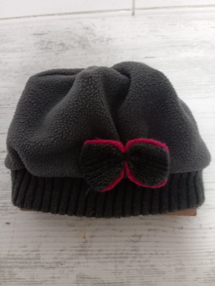 Kadın Gri Polar Bere Velcro Detaylıcocuk sapkasi - Görsel 2