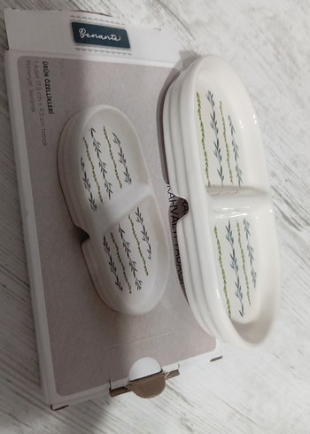 Seramik 2 Bölmeli Kahvaltı Tabağı Yeşil - Görsel 2