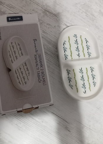 Seramik 2 Bölmeli Kahvaltı Tabağı Yeşil - Görsel 6