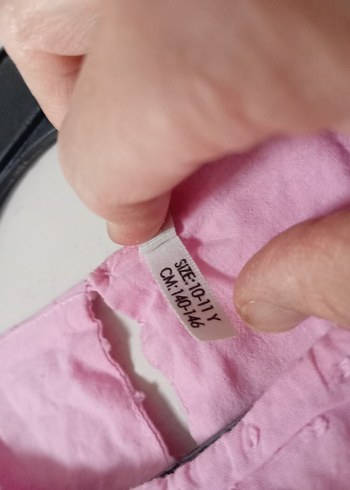10 Yaş Beden pembe Renk Kız Çocuk Pembe Keten Kısa Kollu Elbise