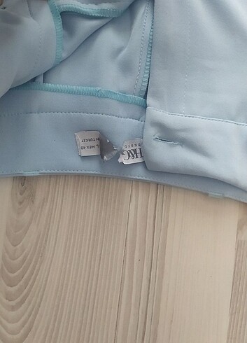 l Beden mavi Renk Blazer geniş paça mavi kumaş pantolon