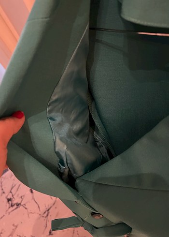 Turkuaz Kadın Kuşaklı Blazer Ceket - Görsel 3
