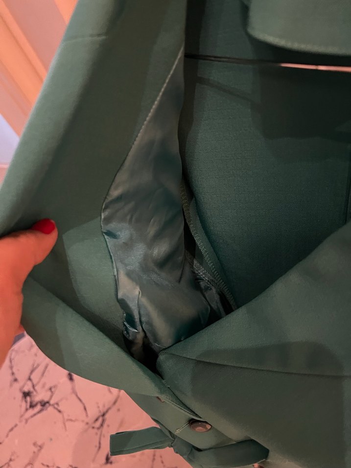 Turkuaz Kadın Kuşaklı Blazer Ceket - Görsel 3