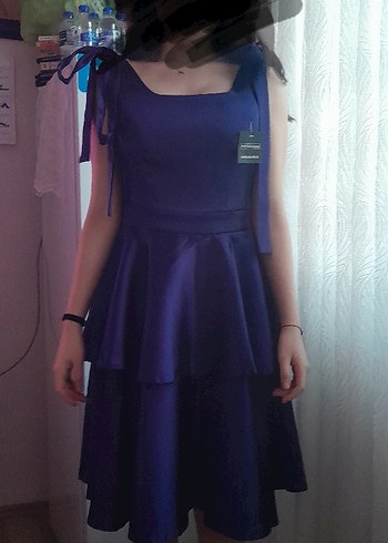 Mor Straplez Midi Elbise