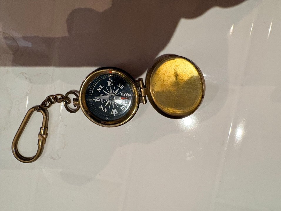 Pirinç Vintage Pusula anahtarlık - Görsel 3