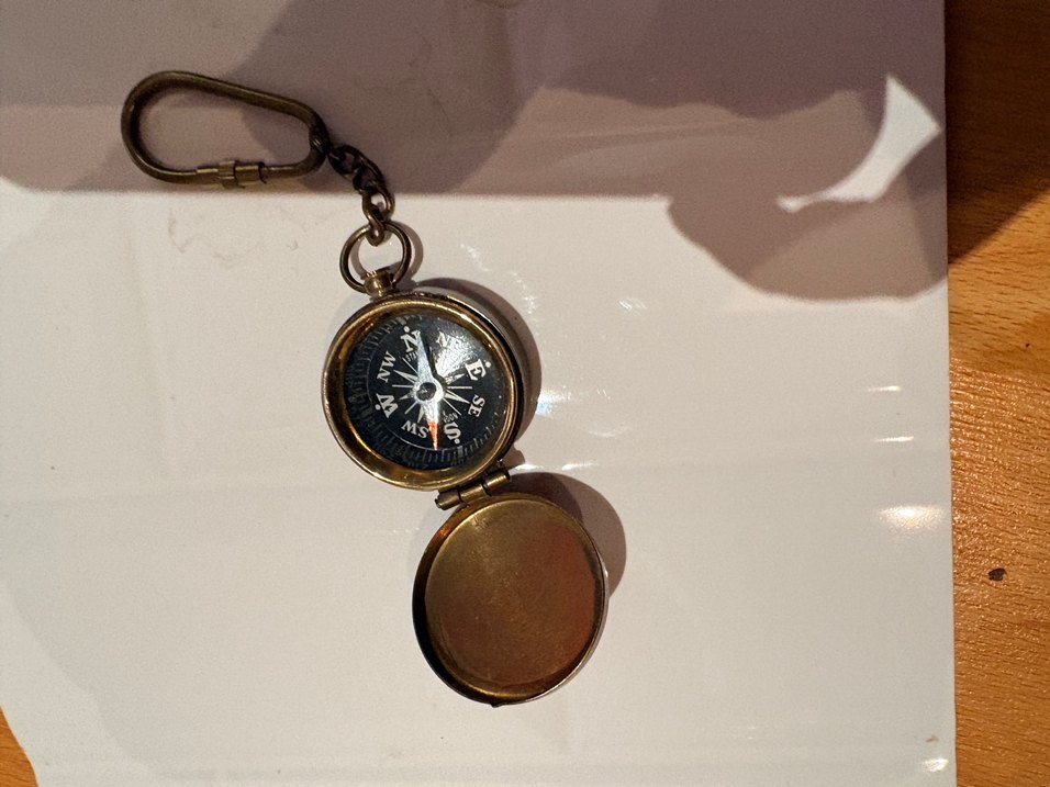 Pirinç Vintage Pusula anahtarlık - Görsel 2
