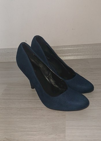 Klasik Lacivert Süet Stiletto Topuklu Kadın Ayakkabı