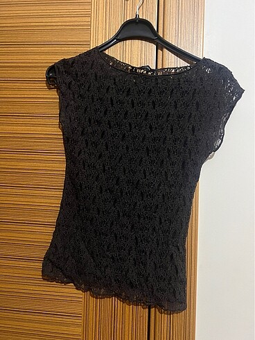 Dantelli crop kahverengi