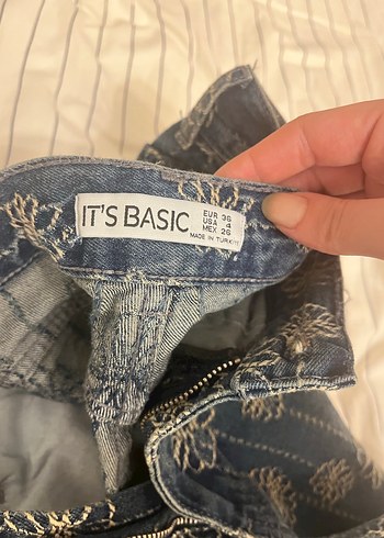 Dantel İşlemeli Bohem Mavi Kadın Kot Pantolon - Görsel 3