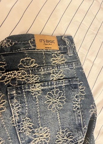 Dantel İşlemeli Bohem Mavi Kadın Kot Pantolon - Görsel 4