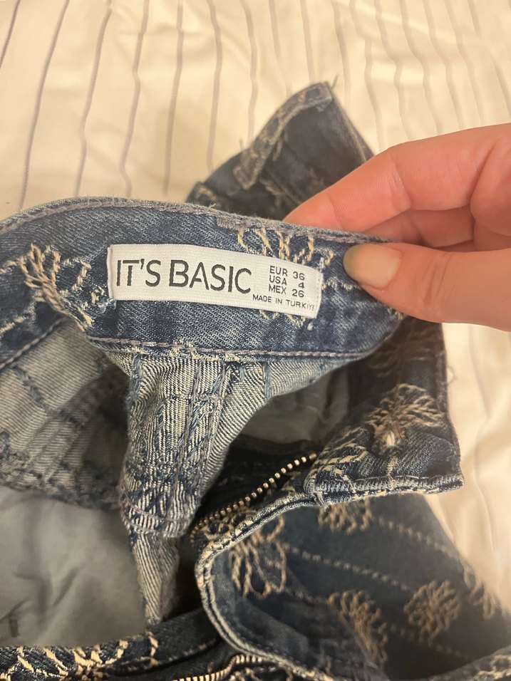 Dantel İşlemeli Bohem Mavi Kadın Kot Pantolon - Görsel 3