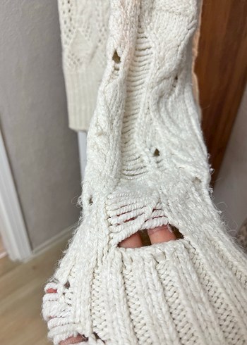 Bej Örgü Bohem Kadın Kazak - Görsel 3