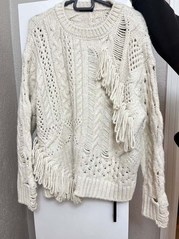 Bej Örgü Bohem Kadın Kazak - Görsel 5