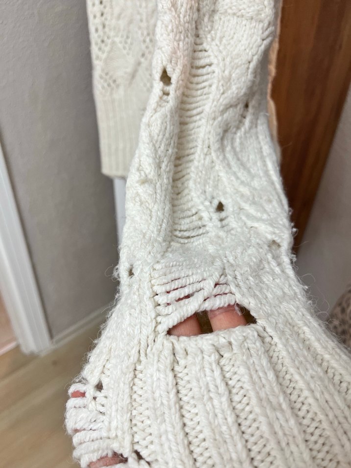 Bej Örgü Bohem Kadın Kazak - Görsel 3