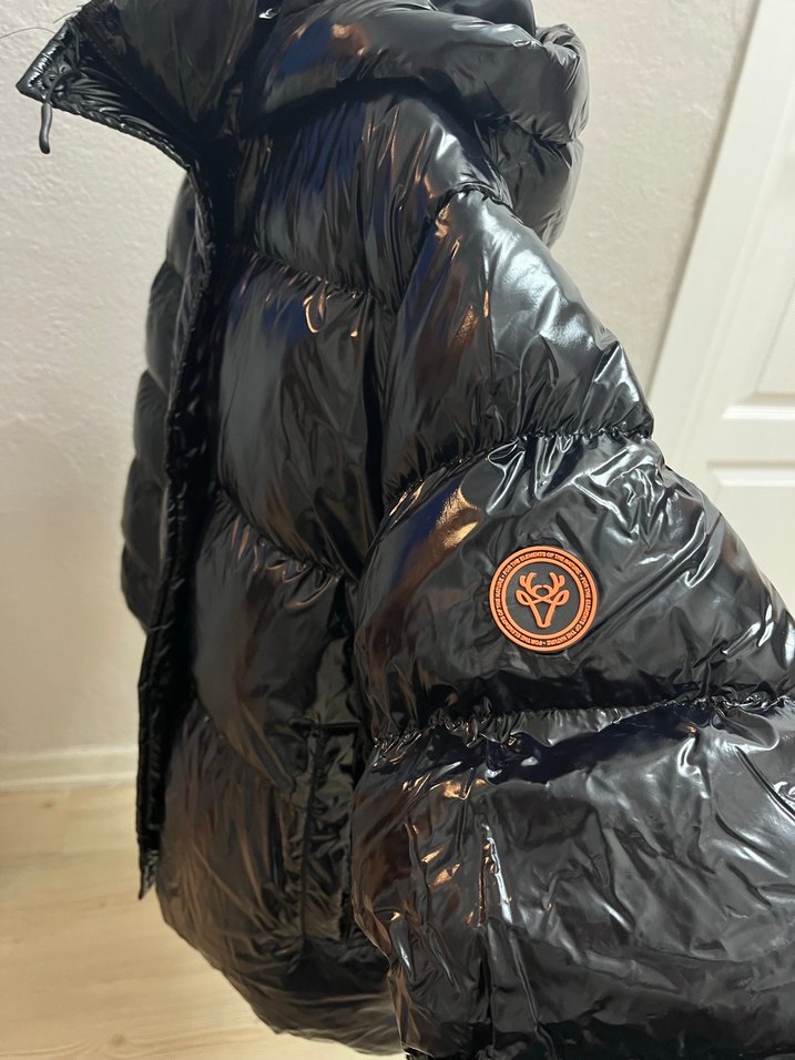 Siyah Deri Şişme Kadın Mont - Görsel 4