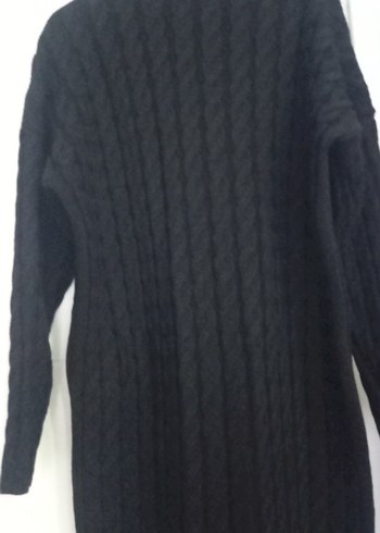 Kahverengi Yüksek Yaka Örgü Uzun Elbise - Görsel 4